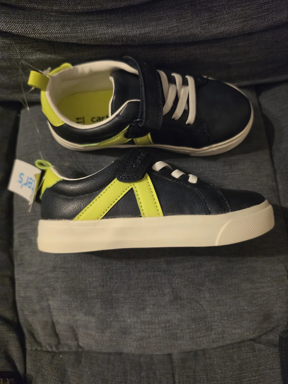 Carter's Navy and Neon Yellow Kids Sneakers Size 11